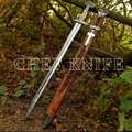 Hand Forged Viking Sword – Custom Medieval Blade with Wooden Handle – Collectible Gift