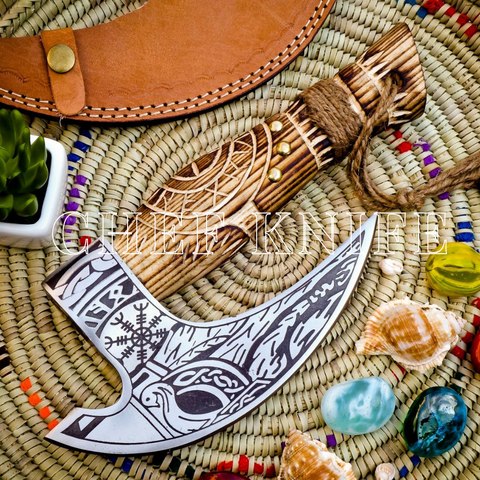 Handmade Viking Axe – Custom Engraved Handle & Etched Blade – Perfect Gift for Him