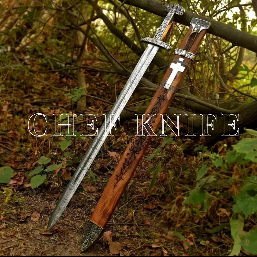Hand Forged Viking Sword – Custom Medieval Blade with Wooden Handle – Collectible Gift