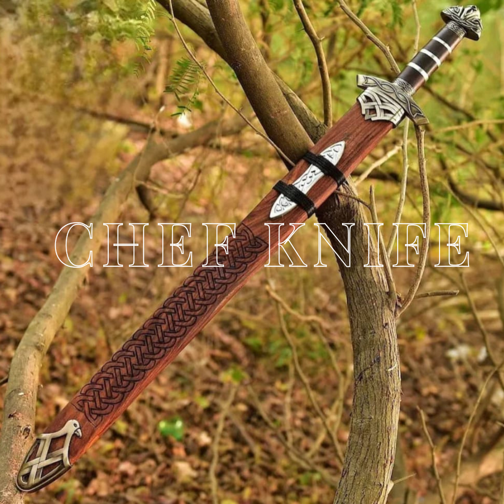 Hand Forged Viking Sword – Custom Medieval Blade with Wooden Handle – Collectible Gift