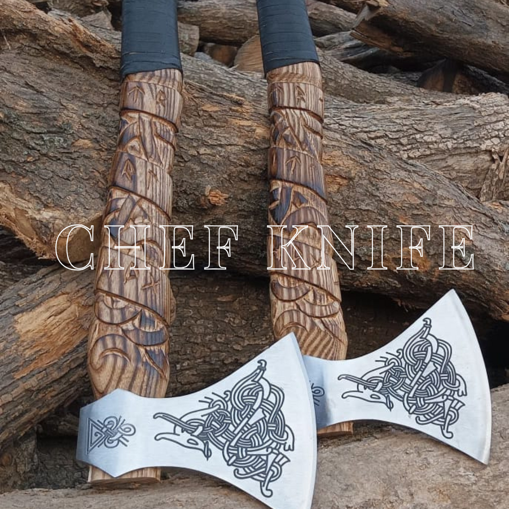 2 Handmade Viking Axe – Custom Engraved Handle & Etched Blade – Perfect Gift for Him
